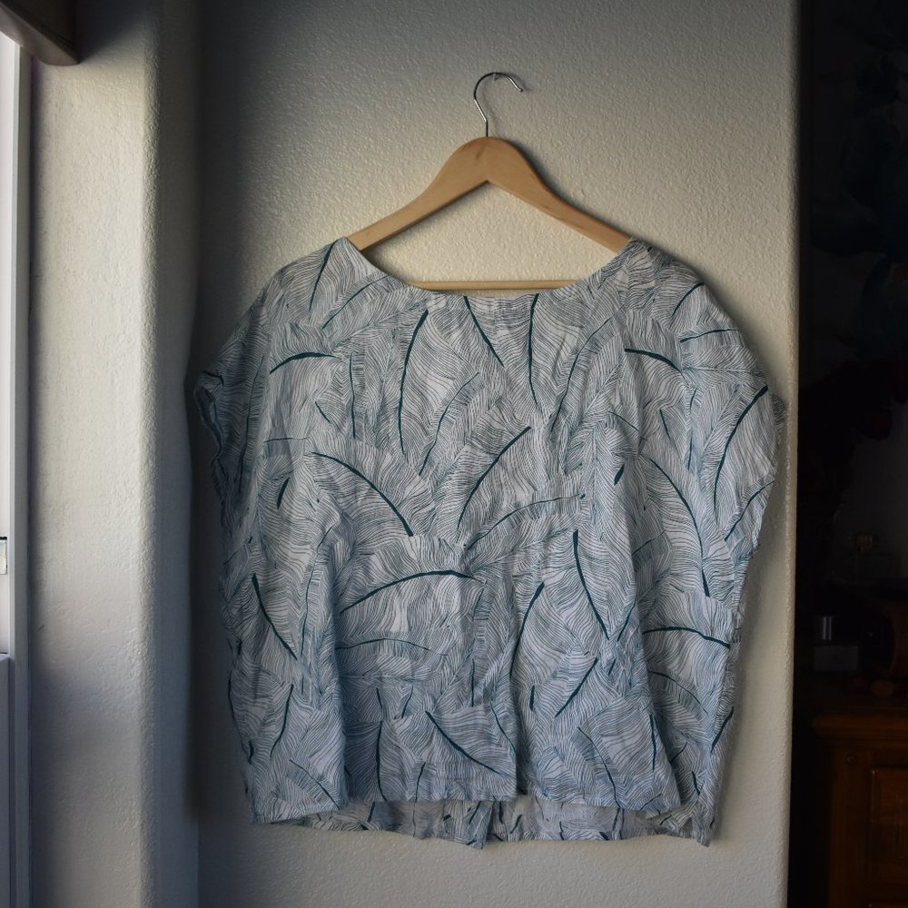 Tahari Green Linen Blouse